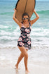 Black Floral Print Twisted Hollowed Back Swim Dress